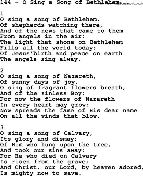 Adventist Hymnal, Song: 144-O Sing A Song Of Bethlehem, with Lyrics ...