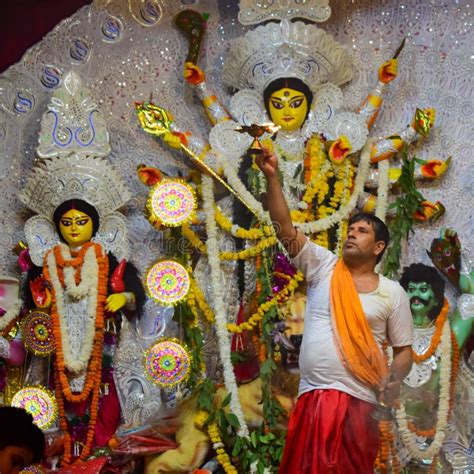 Kolkata, India, September 29,2019 : Goddess Durga with Traditional Look in Close Up View at a ...