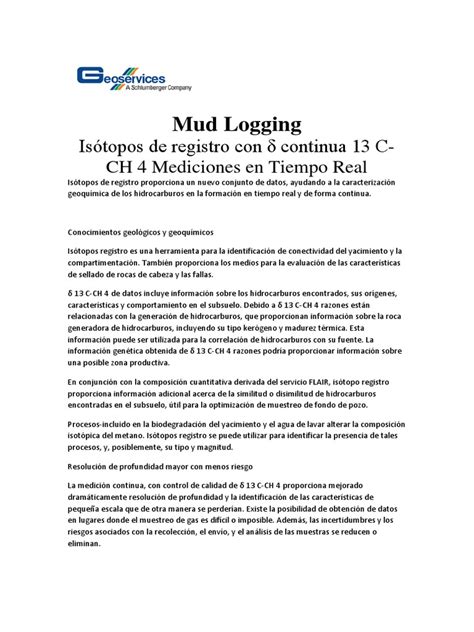 Mud Logging | PDF | Geoquímica | Información