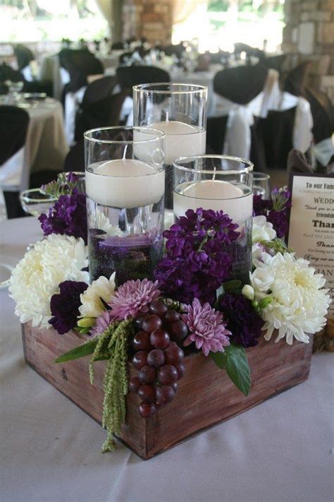 purple wedding centerpieces with grapes / http://www.deerpearlflowers.com/… | Unique wedding ...