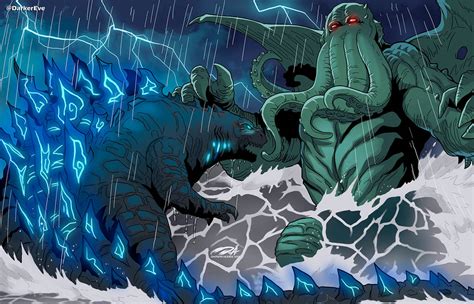 Godzilla vs Cthulhu by DarkerEve on DeviantArt