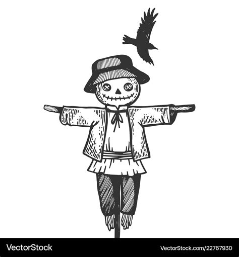 Simple Scarecrow Clip Art Black And White