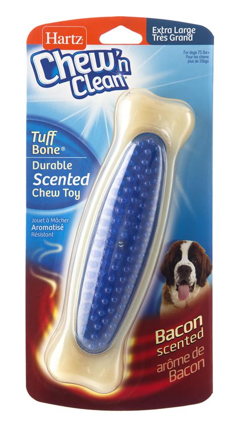 Hartz Chew 'n Clean Tuff Bone Durable Bacon Scented Dog Chew Toy, XL, 1 ...