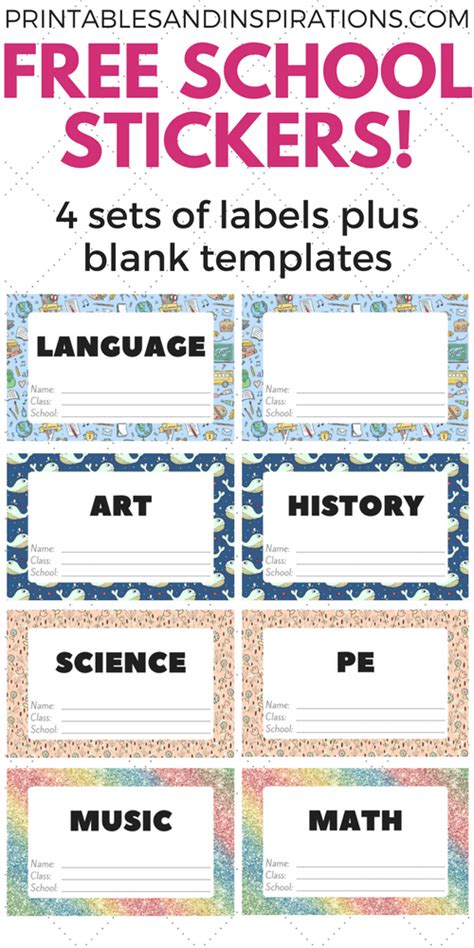 Free Cute Label Stickers For School With Blank Templates - Printables and Inspirations