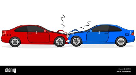 Cartoon illustration showing two cars after a head-on collision Stock Photo - Alamy