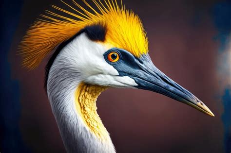 Premium Photo | Beaful crane bird portrait with bright yellow tuft