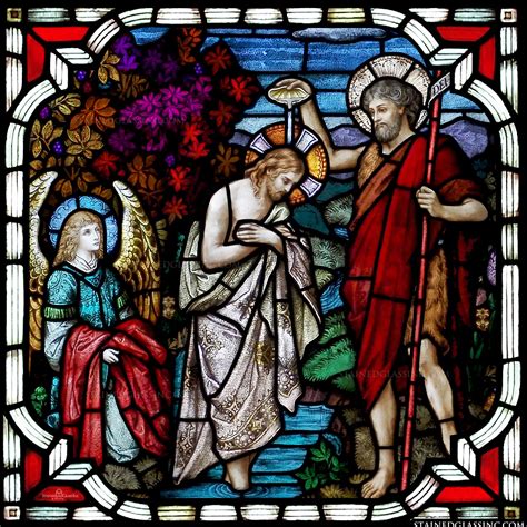 "Baptism of Jesus" Religious Stained Glass Window