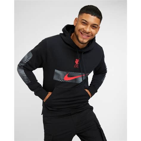 LFC Nike Mens Black Club Pullover Hoodie 22/23