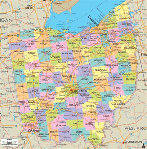 Ohio Map With Cities And County Lines | Maps Of Ohio