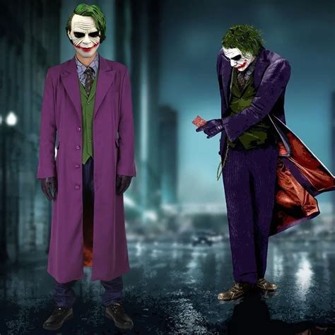 Batman The Dark Knight Joker Costume Batman Joker Suit Outfits Classic Halloween Cosplay Movie ...