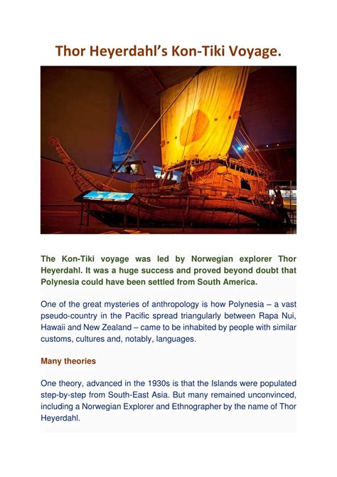 (PDF) Thor Heyerdahl's Kon-Tiki Voyage