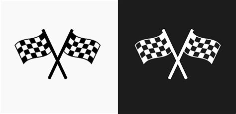 Two Racing Flags Icon On Black And White Vector Backgrounds Stock ...