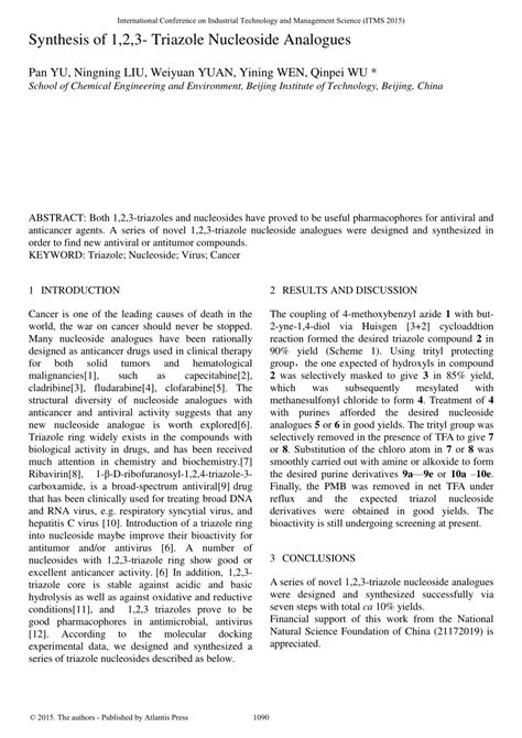 (PDF) Synthesis of 1,2,3- Triazole Nucleoside Analogues