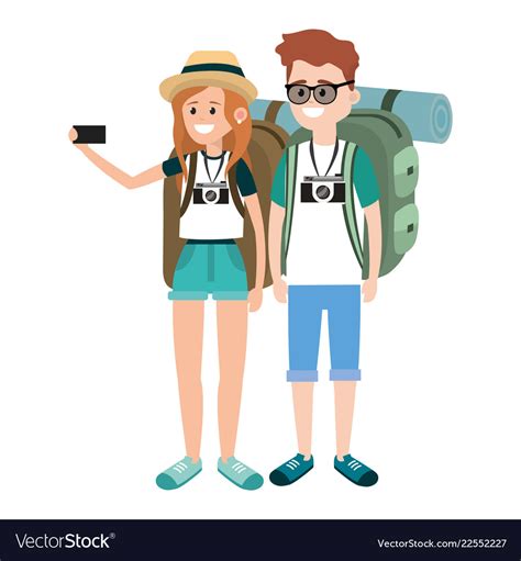 Tourist couple cartoons Royalty Free Vector Image