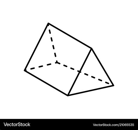 Triangular prism geometric figure in black color Vector Image