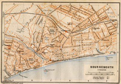 Bournemouth, Antique Map circa 1910