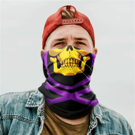 MYAH SKELETOR FACE MASK NECK GAITER - Q-Finder Trending Design T Shirt