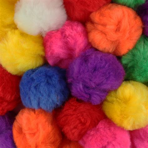 1 inch Multi Colored Small Craft Pom Poms 100 Pieces