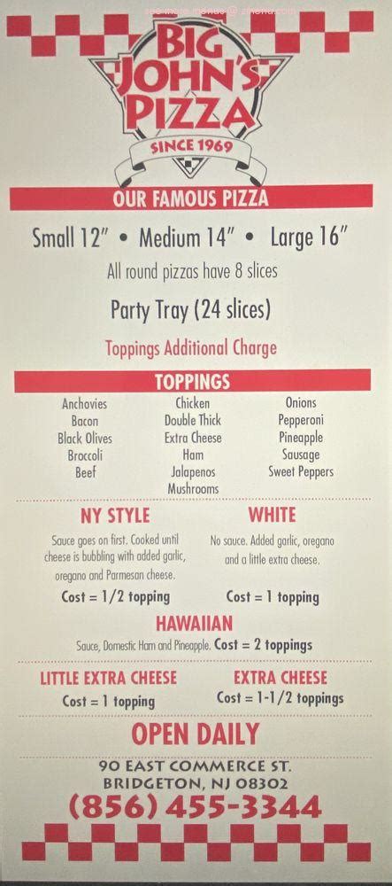 Online Menu of Big Johns Pizza Restaurant, Bridgeton, New Jersey, 08302 - Zmenu