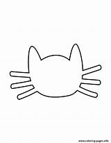 Cat Face With Whiskers Stencil Coloring Page Printable sketch template