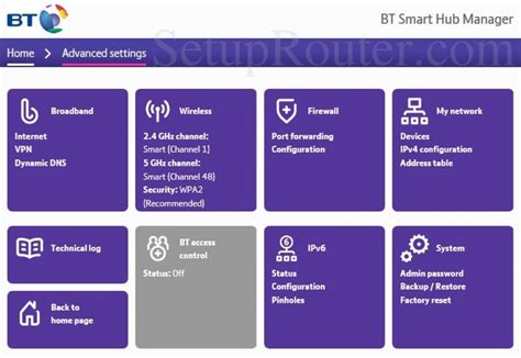 BT Smart Hub Screenshot AdvancedSettings