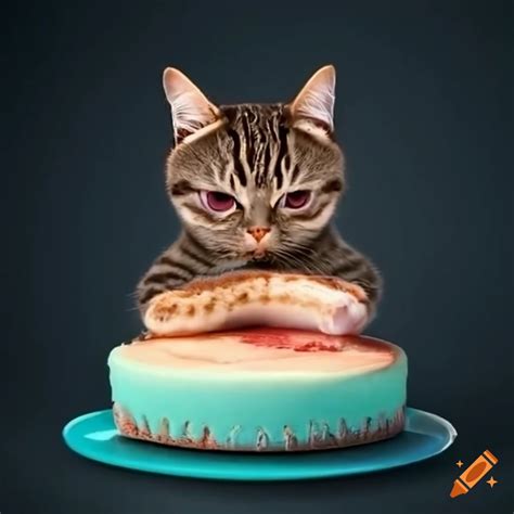 Cat eating cake on Craiyon