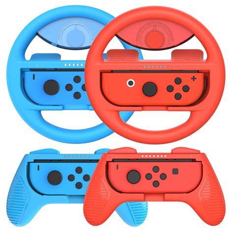 Buy momen Switch Steering Wheel and Joycon Grips 4 Pack for Mario Kart ...