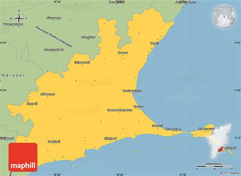 Savanna Style Simple Map of Ramanathapuram