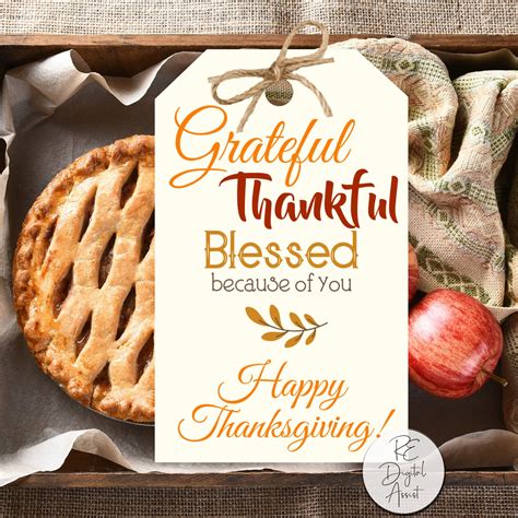 Thanksgiving Thankful Tags Printable, Grateful Blessed Real Estate Pie Pop by Gift, November ...