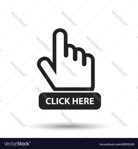 Click here icon hand cursor signs black button Vector Image