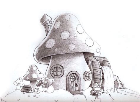 Mushroom House Drawing at PaintingValley.com | Explore collection of Mushroom House Drawing