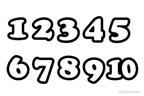 Bold Number Chart Black and White Free PNG Image｜Illustoon