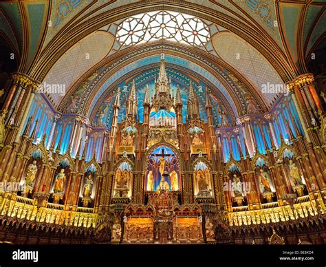 Canada Quebec Montreal interior view of Notre Dame Cathedral Stock ...