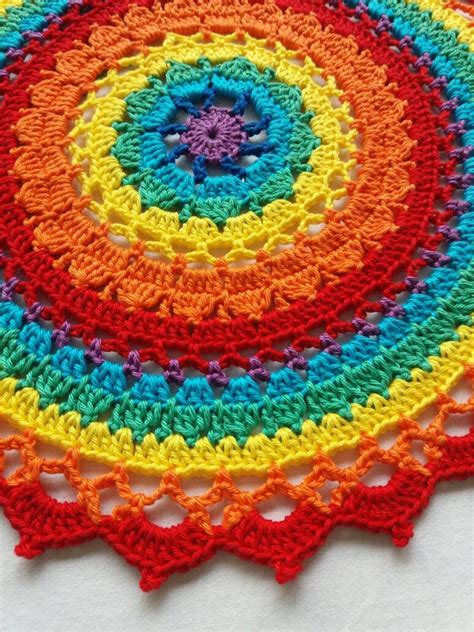 PATTERN Crocheted mandala Rainbow bright color mandala | Etsy