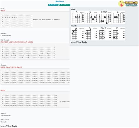 Chord: I Believe - tab, song lyric, sheet, guitar, ukulele | chords.vip