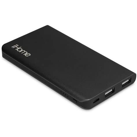 iHome Portable Battery, Aluminum Ultra Slim Charge, 3,000 mAh Battery, Black Color (1 Count ...