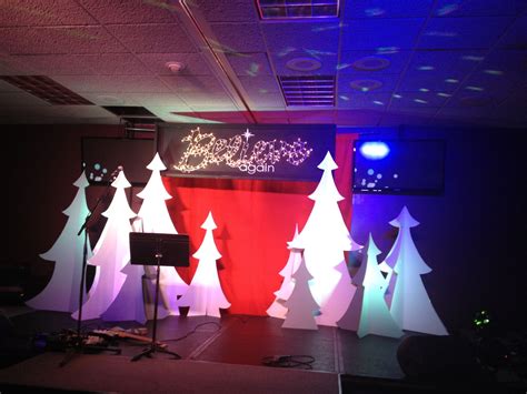 Believe Again- Christmas Series Stage Set | Christmas stage, Church christmas decorations ...