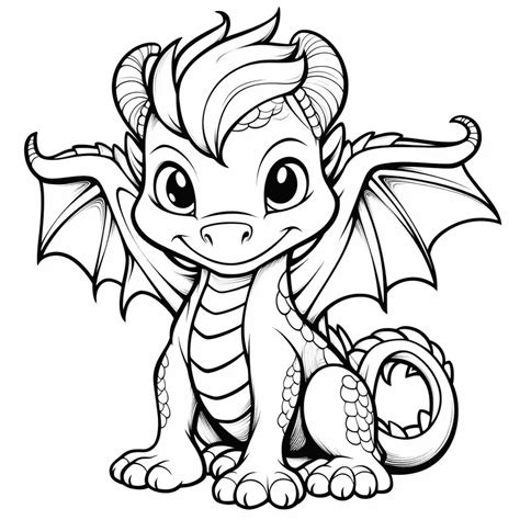 Free Printable Easy Cute Mythical Dragon Coloring Pages