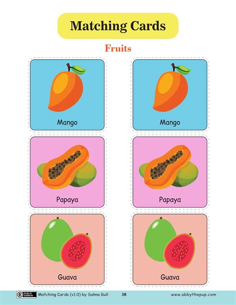 Fruits Matching Cards | Free Printable Papercraft Templates