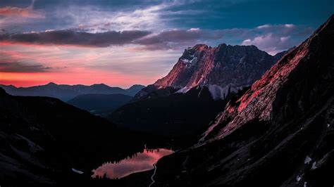 Long Mountain Ranges Landscape Orange Dark Sky 5k - Free 4k Wallpapers ...