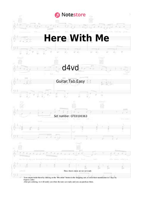 d4vd - Here With Me chords, guitar tabs on Note-Store.com | Guitar.Tab ...