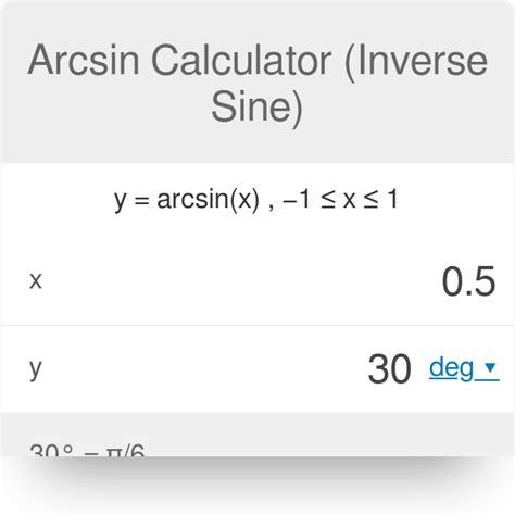 Trigonometric Values Table Arcsin