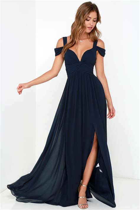 Elegant Navy Blue Dress - Maxi Dress - Cocktail Dress - Prom Dress ...