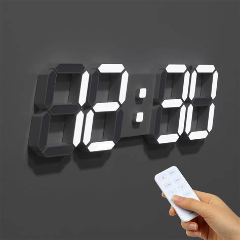 Amazon.com: mooas 3D LED Wall Clock Big Plus White with Remote Control, 15 inch LED Clock ...