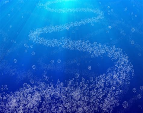 Blue Background Image of Bubbles Rising Under the Sea