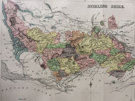 1885 Stirlingshire Original Antique Map Scottish County Scotland ...