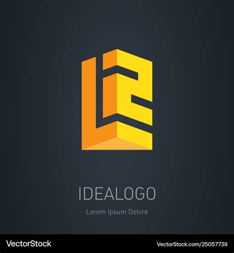 L2 initial 3d logo design element or 3d icon l Vector Image