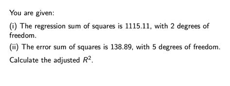 Solved You are given: (i) The regression sum of squares is | Chegg.com