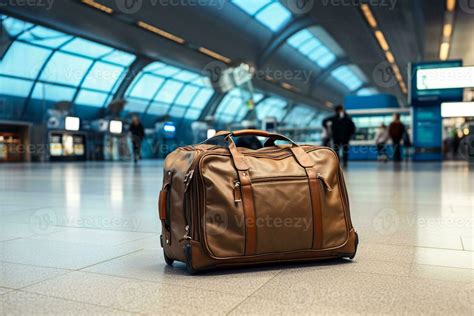 brown travel luggage bag in airport generative AI 29640261 Stock Photo at Vecteezy