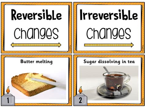 Reversible Irreversible Changes Card Sort | Teaching Resources